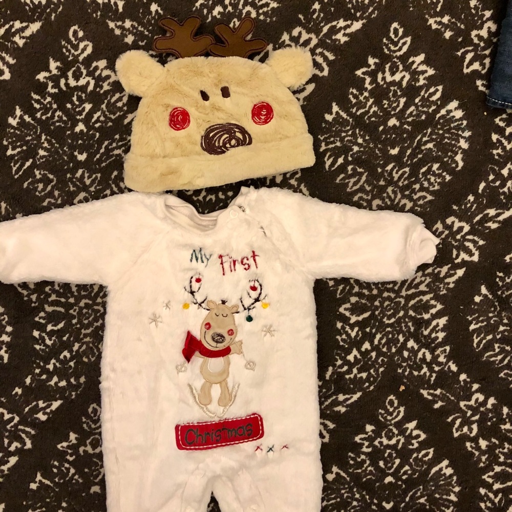 My First Christmas pajamas faux fur